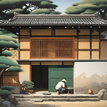 ib tug txiv neej pleev xim rau ib lub tsev - a man paints a house.