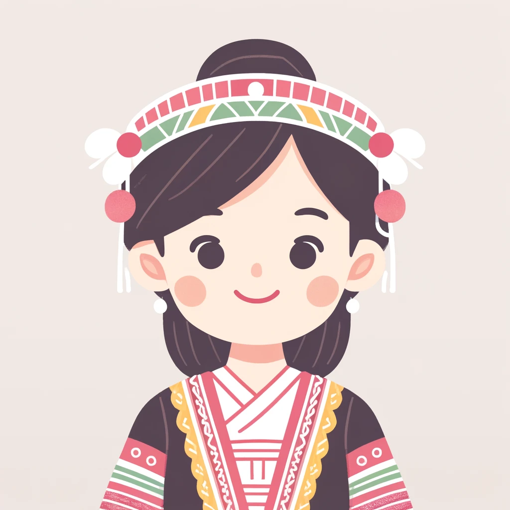 Smiling woman wearing a colorful traditional folk costume and decorative headdress against a light background.